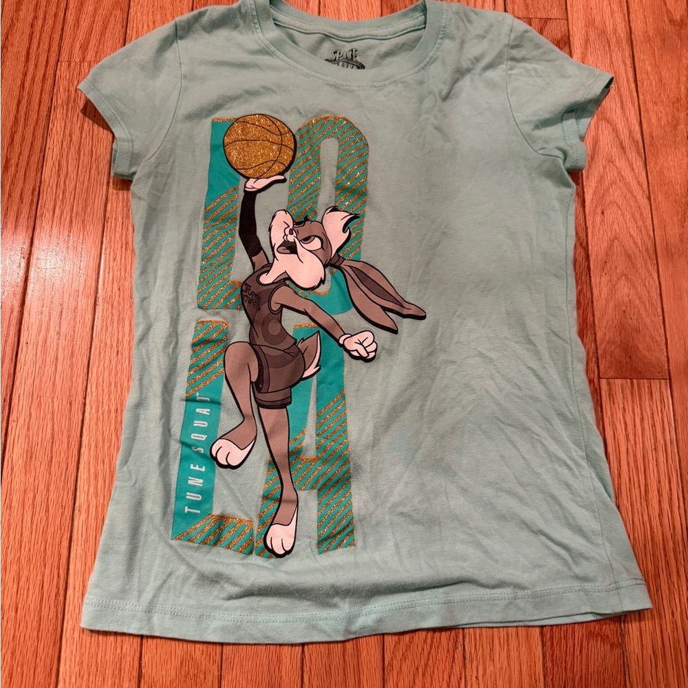 VTG Space Jam Baby tee Warner Bros. Lola Bunny Teal T-Shirt Basketball Graphic